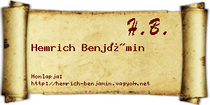 Hemrich Benjámin névjegykártya